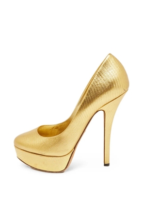 Dolce & Gabbana Pre-Owned lizard-embossed platform pumps - Yellow