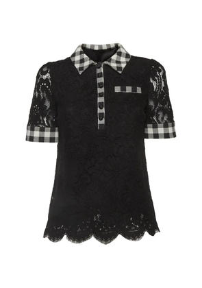 Dolce & Gabbana Pre-Owned gingham-trim lace blouse - Black