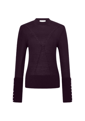 Rabanne button-cuff knitted sweater - Purple