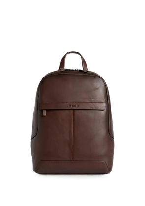 Pal Zileri logo-debossed leather backpack - Brown