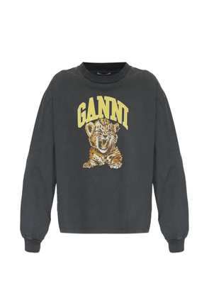 GANNI graphic-print logo-print T-shirt - Grey
