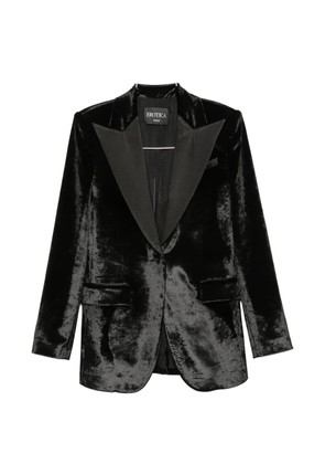 DONDUP crushed-velvet peaked-lapels blazer - Black