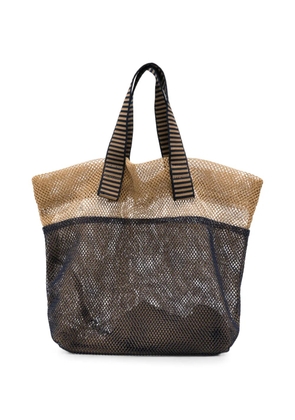 Épice mesh-knit striped-handle tote bag - Blue