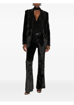 DONDUP crushed-velvet peaked-lapels blazer - Black