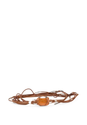 Alberta Ferretti fringed stone-embellished belt - Brown