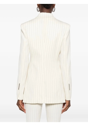 DONDUP pinstripe-pattern peaked-lapel blazer - Neutrals