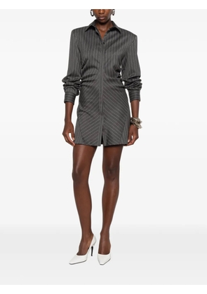DONDUP pinstripe-pattern ruched-detailing mini dress - Grey