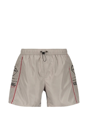 Iceberg logo-print piped swim shorts - Neutrals
