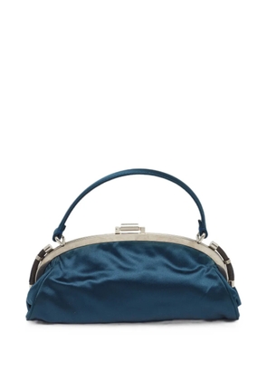 Chloé Pre-Owned frame-clasp satin clutch bag - Blue