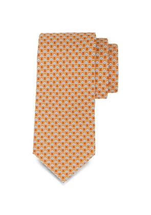 Ferragamo Tournament-print silk tie - Orange