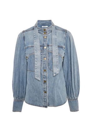 ZIMMERMANN neck tie-up denim blouse - Blue