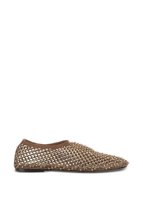 strategia shoes Dollie embellished mesh ballet flats - Brown