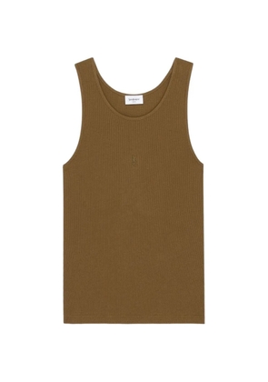 Saint Laurent Cassandre ribbed cotton tank top - Brown