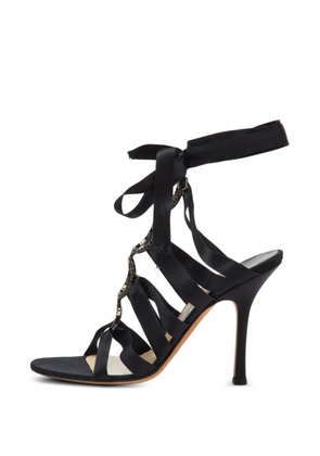 Jimmy Choo Pre-Owned crystal-embellished ankle-strap heeled sandals - Black