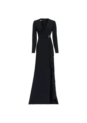 Elie Saab V-neck ruffled-trim maxi dress - Black