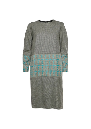 Fendi Pre-Owned abstract-print long-sleeve shift midi dress - Grey