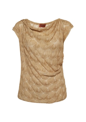 Missoni Pre-Owned cowl-neck sheer top - Gold
