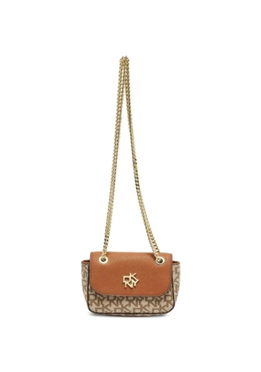 DKNY mini logo-pattern crossbody bag - Brown