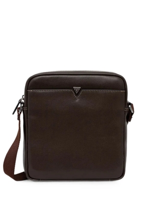 GUESS USA logo-plaque top-zip messenger bag - Brown