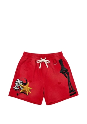 ALL HUMAN embroidered distressed shorts