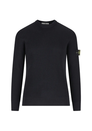 Stone Island ribbed-knit logo-patch sweater - Blue