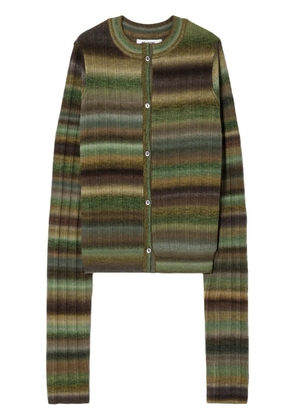 RE/DONE striped ribbed knit wool cardigan - Green