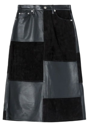 RE/DONE mid-rise leather patchwork skirt - Black
