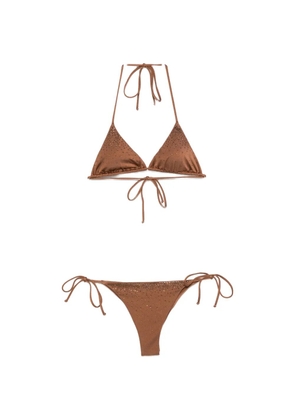 MC2 Saint Barth crystal-embellished halterneck bikini - Brown