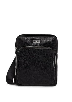 GUESS USA Boston logo-plaque pebbled-effect shoulder bag - Black