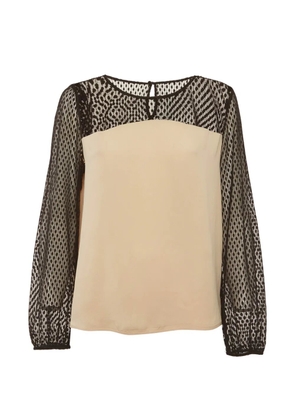 Diane Von Furstenberg Vintage lace-panel long-sleeved blouse - Neutrals