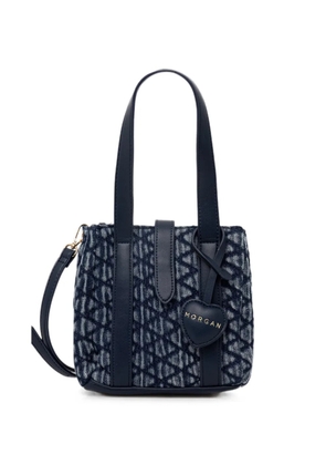 Morgan quilted logo-plaque tote bag - Blue