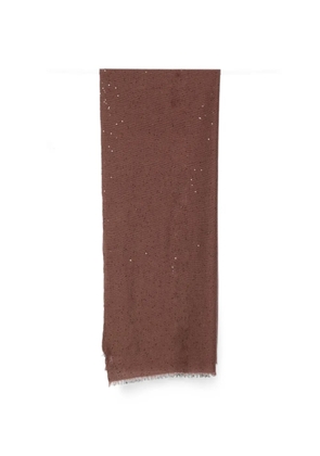 Brunello Cucinelli sequin-embellished frayed scarf - Brown
