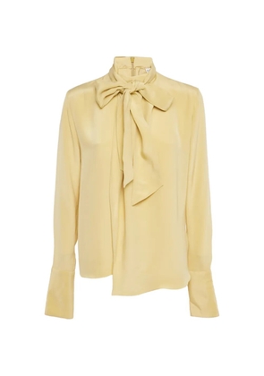 Loewe Pre-Owned tie-neck silk blouse - Yellow