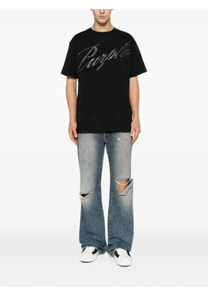 Purple Brand rhinestone-logo T-shirt - Black