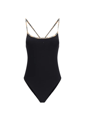 Burberry Check-trim swimsuit - Black