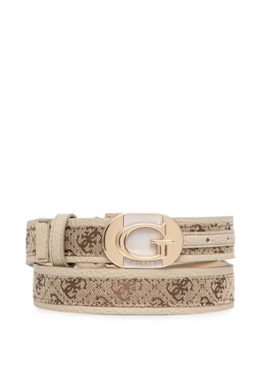 GUESS USA Jessa monogram-print logo-plaque belt - Neutrals
