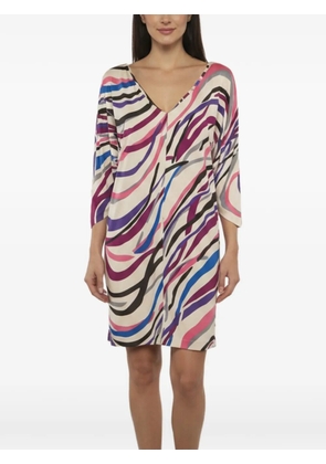 DVF Diane von Furstenberg batwing-sleeve printed mini dress - Neutrals