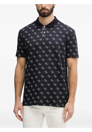 GUESS USA 4G monogram-print short-sleeve polo shirt - Blue