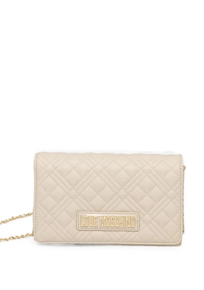 Love Moschino logo-lettering quilted crossbody bag - Neutrals