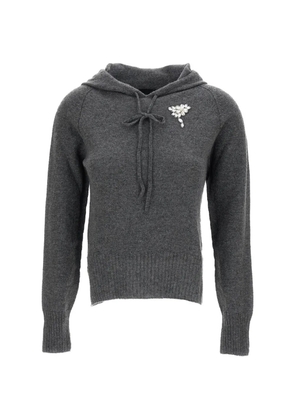 Simone Rocha embellished cashmere hoodie - Grey