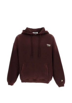 Golden Goose distressed-effect logo-print hoodie - Brown
