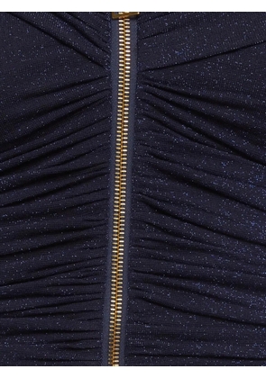 Elisabetta Franchi ruched metallic-knit mini dress - Blue