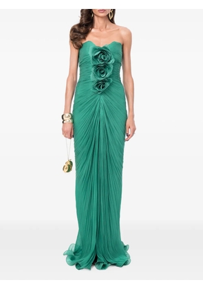 Ana Radu floral-detail pleated maxi dress - Green