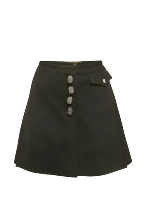Louis Vuitton Pre-Owned wrap-style button-detail wool mini skirt - Black