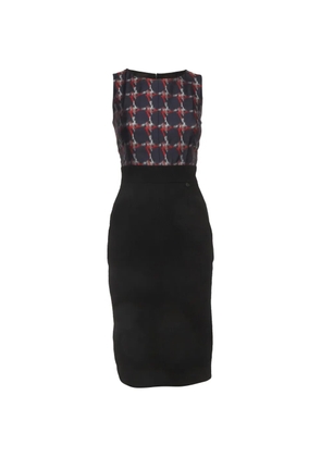 CHANEL Pre-Owned check-pattern sleeveless midi dress - Black