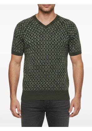 Emporio Armani Pre-Owned geometric-pattern V-neck sweater - Green