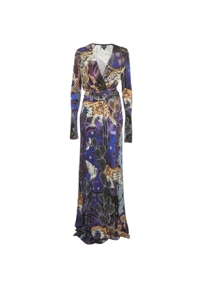 Just Cavalli Vintage printed faux-wrap maxi dress - Purple