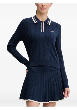 GUESS USA cable-knit polo sweater - Blue