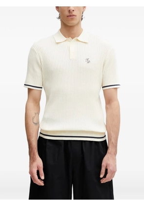 Filling Pieces ribbed-knit embroidered-logo polo shirt - Neutrals