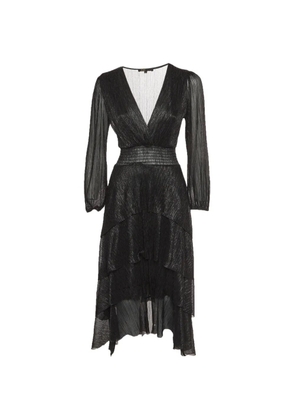 Maje asymmetric tiered midi dress - Black